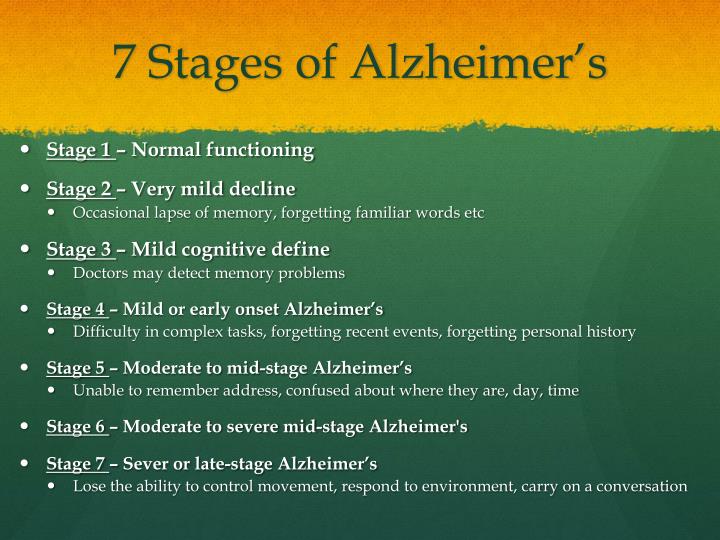 7 Stages Of Alzheimer's Printable