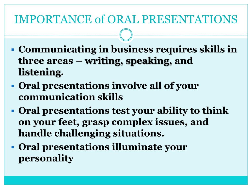 importance of oral presentation in points