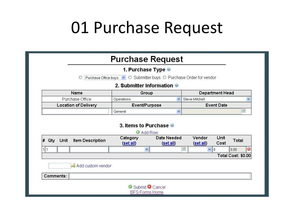 Query order. Purchase request. Draft Gold purchase request.