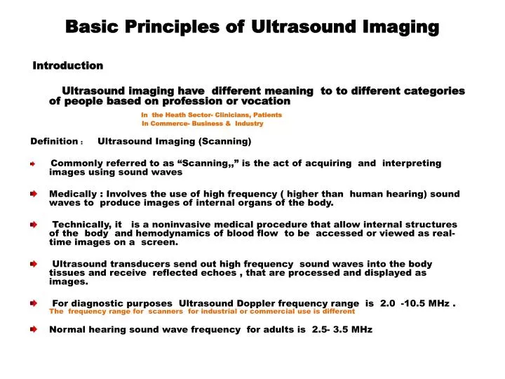basic principles of ultrasound imaging n.