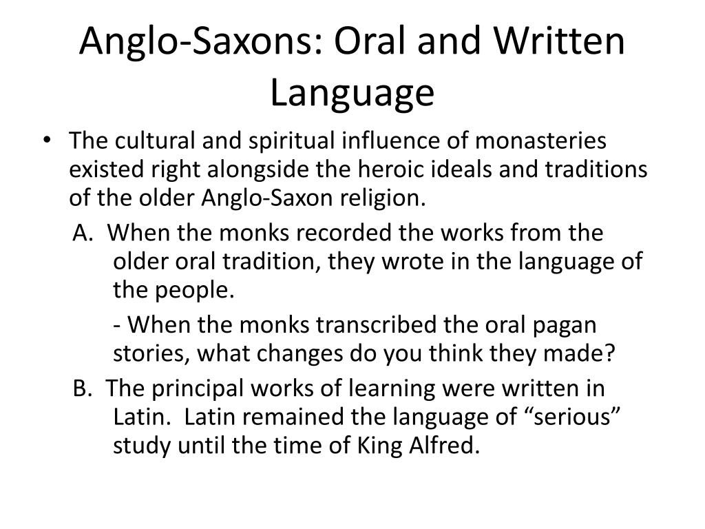 anglo saxon oral tradition