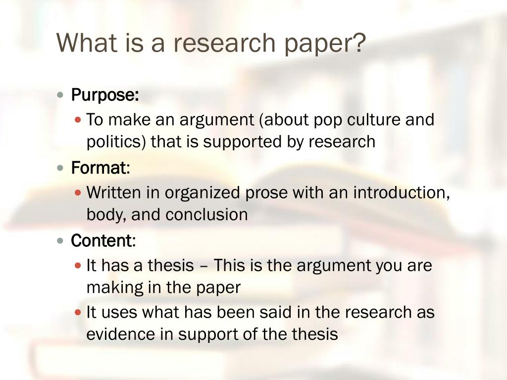 whats the purpose of a research paper