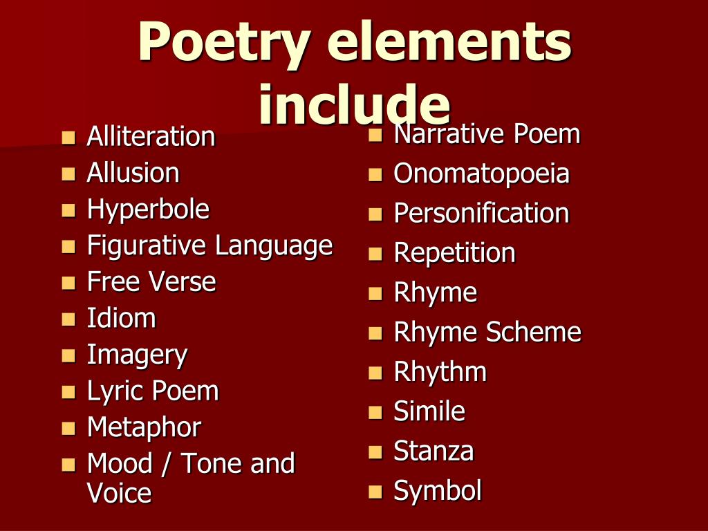 Ppt Elements Of Poetry Information From The Readers Handbook Was