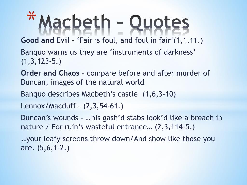 good macbeth quotes for essay