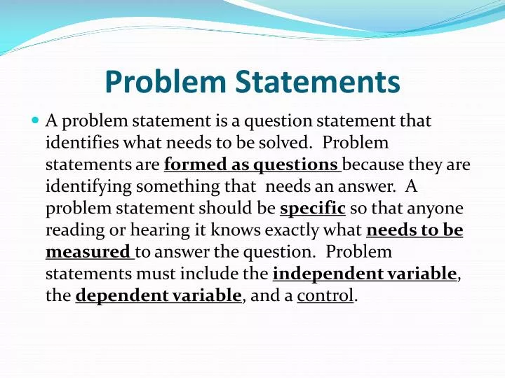 PPT - Problem Statements PowerPoint Presentation, free download - ID ...