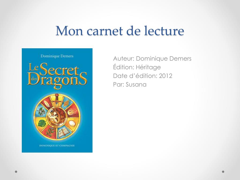 PPT - Mon carnet de lecture PowerPoint Presentation, free download -  ID:2293645