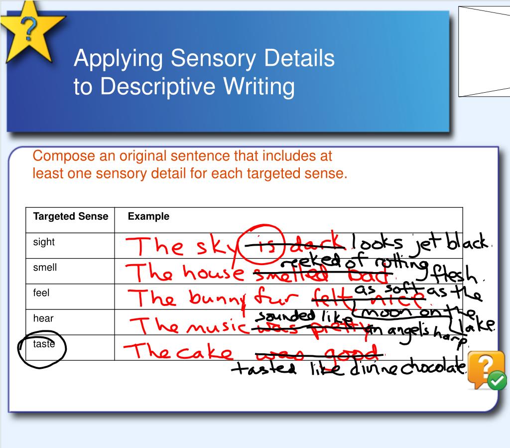 creative writing sensory experience ppt