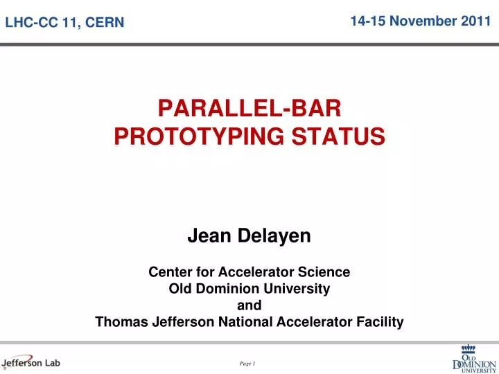 parallel bar prototyping status n.