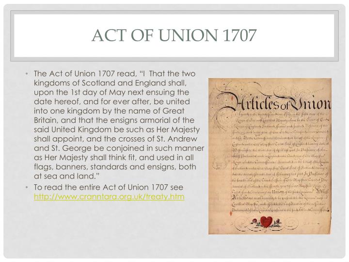 The Act Of Union Of 1707 PPT - The Act OF UNION 1707 PowerPoint Presentation - ID:2297618
