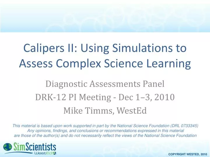 calipers ii using simulations to assess complex science learning n.