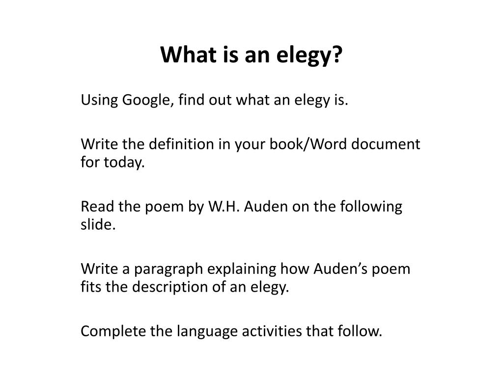 PPT - What is an elegy? PowerPoint Presentation, free download