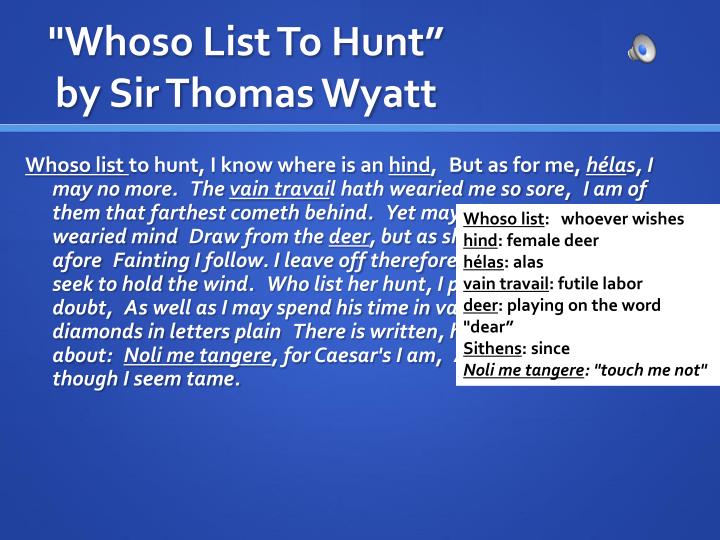 Whoso List To Hunt Analysis