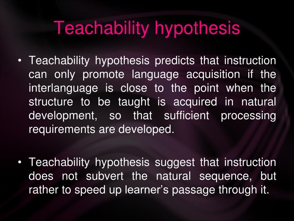 summary of teachability hypothesis