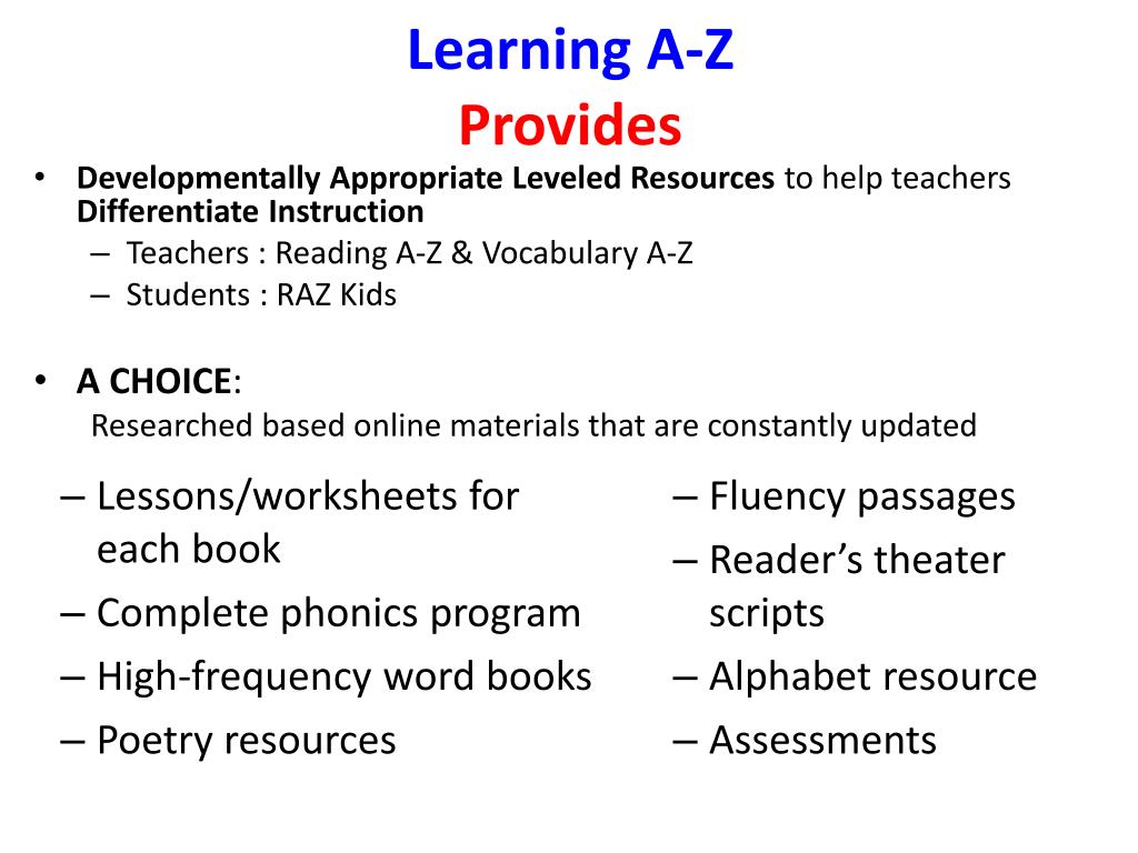Ppt Applying Reading A Z Powerpoint