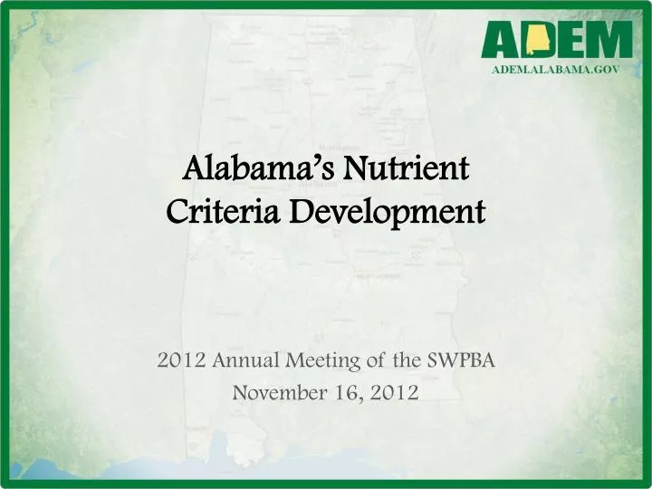 alabama s nutrient criteria development n.