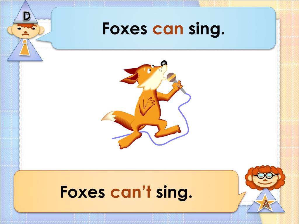 Fox sing. Презентация на тему can cant. Fox английский. ,Fox Sing a can,, can t. ,Fox Sing a can,, can t составить предложение.