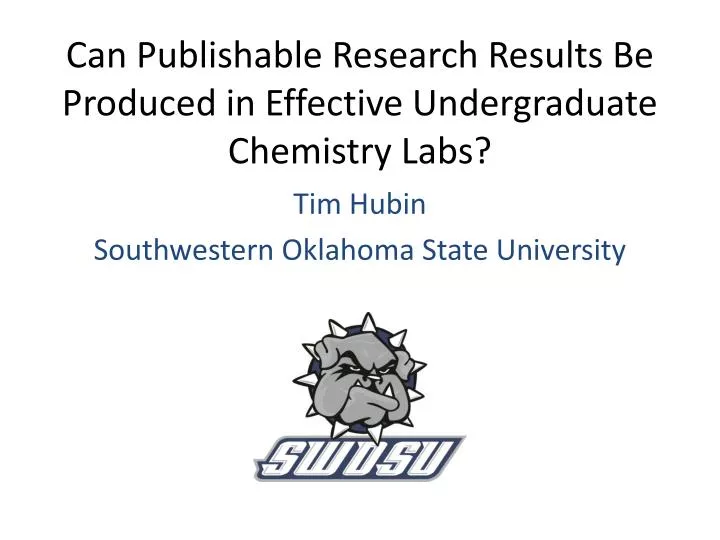 can publishable research results be produced in effective undergraduate chemistry labs n.