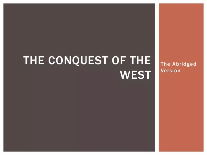 the conquest of the west n.