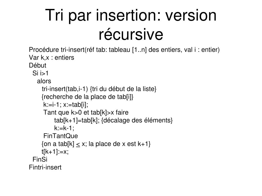 Ppt Chapitre Iii Algorithmique Elementaire Des Tableaux Recherche Tri Powerpoint Presentation Id 2316470