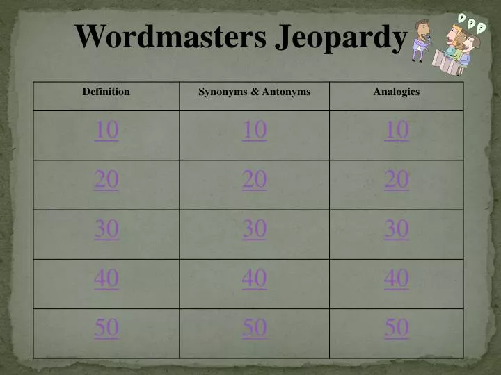 PPT Wordmasters Jeopardy PowerPoint Presentation Free Download ID 