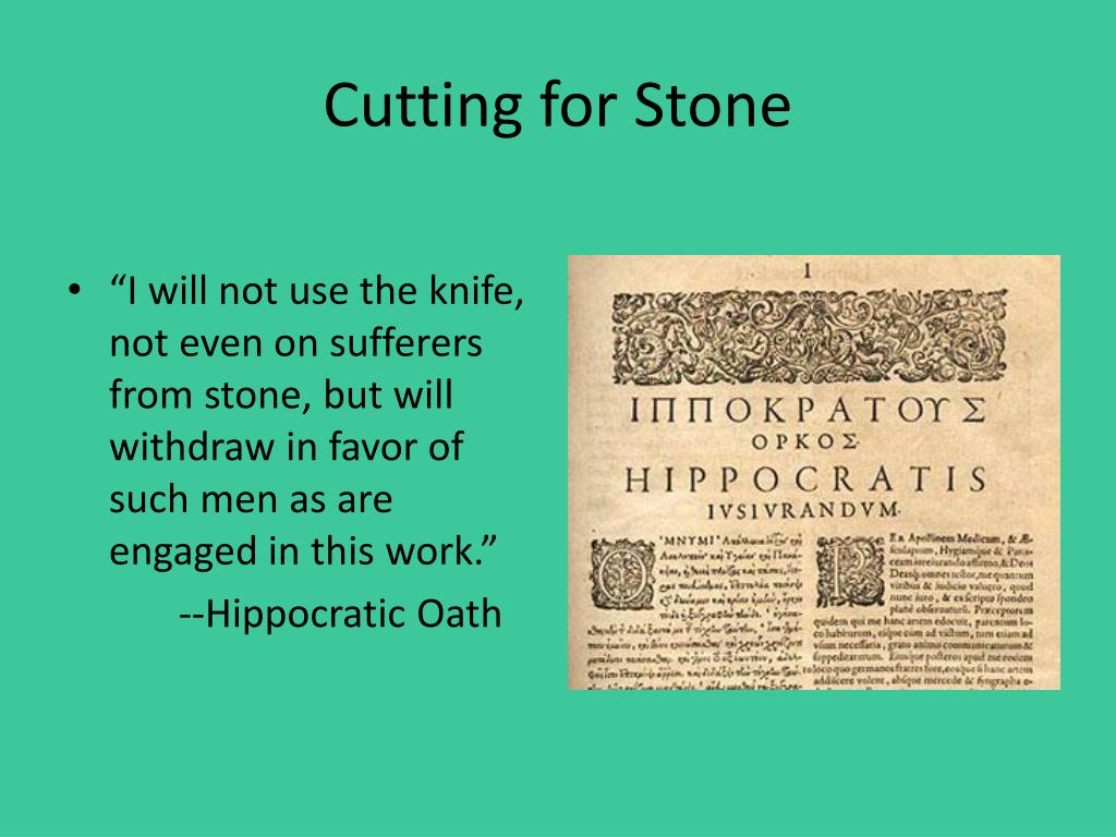 Cutting for stone summary