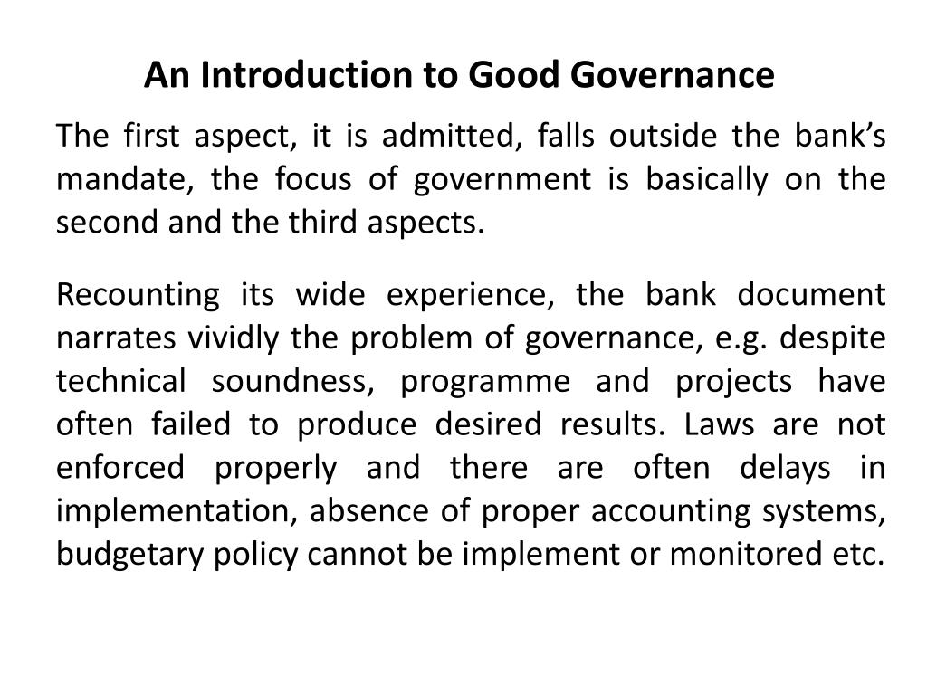 essay on the importance of good governance