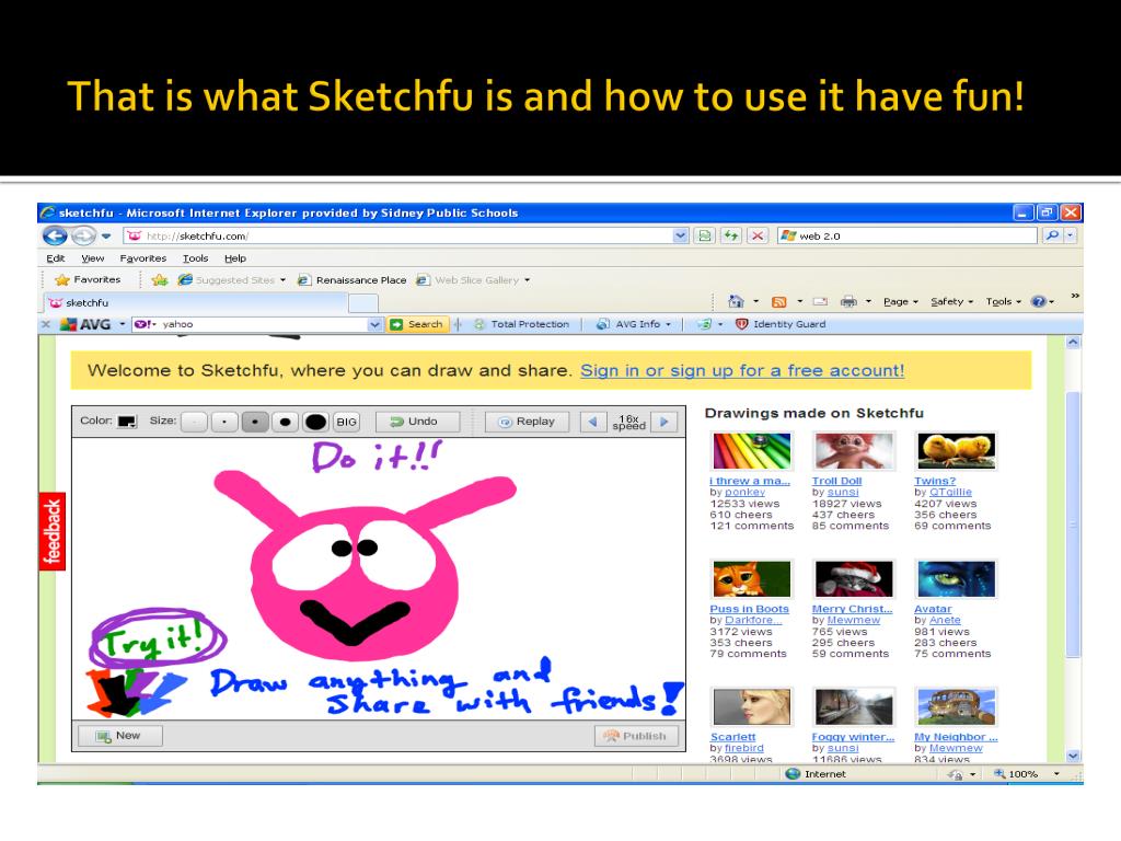 As it claims, you can draw and share any picture using Sketchfu
