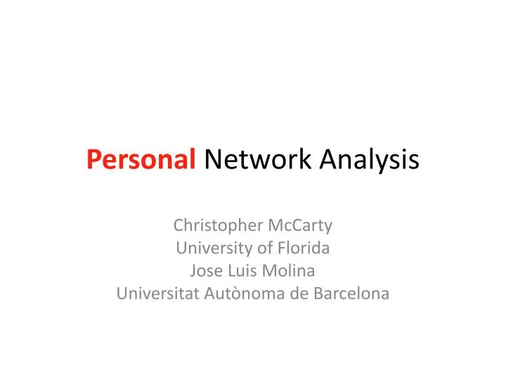 personal network analysis n.