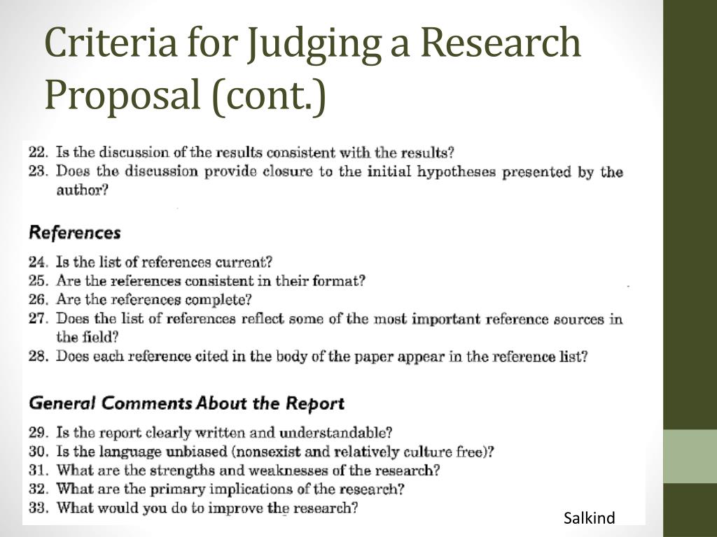 criteria for judging a research report