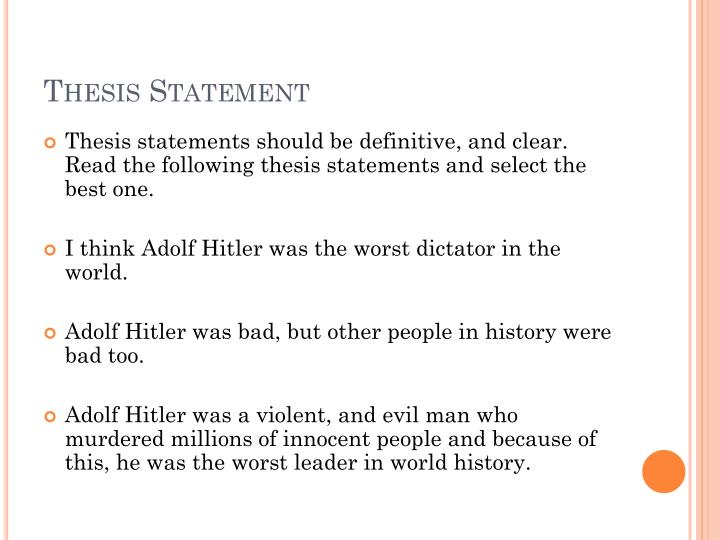 thesis statement adolf hitler
