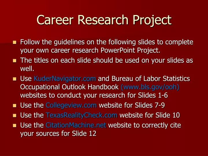 career research project assignment