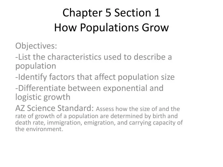 PPT - Chapter 5 Section 1 How Populations Grow PowerPoint Presentation