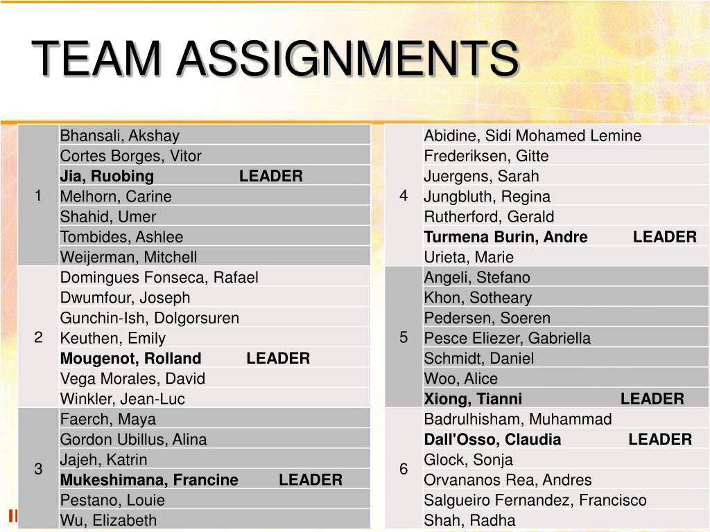 assignment team names