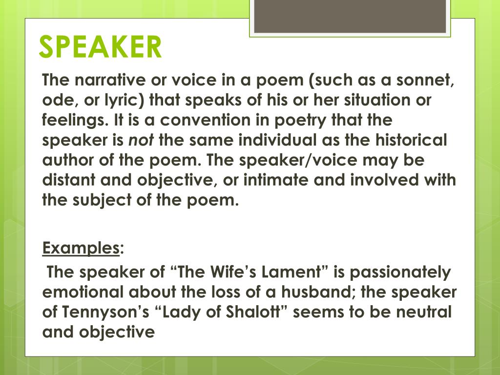 speaker in poetry