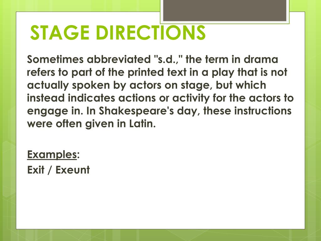 literature definition stage directions