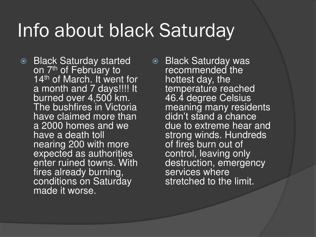 PPT Black Saturday PowerPoint Presentation Free Download ID 2322670