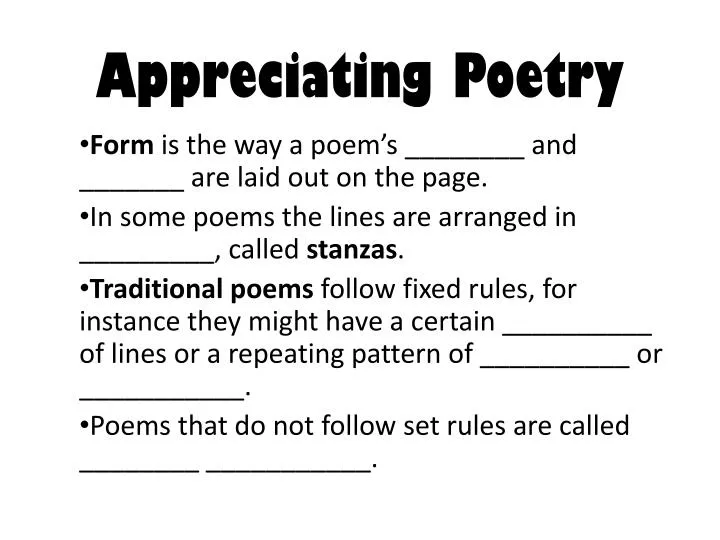 PPT - Appreciating Poetry PowerPoint Presentation, Free Download - ID ...