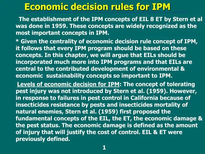 PPT - Economic decision rules for IPM PowerPoint Presentation, free ...