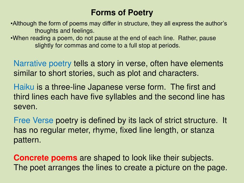 Ppt Poetry Notes And Examples