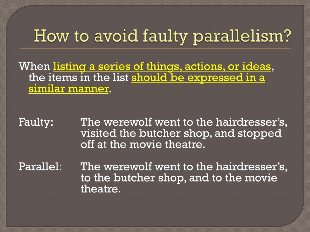 Faulty Parallel Sentence Construction Worksheet 2