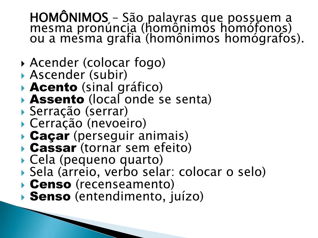 Homonimos e paronimos