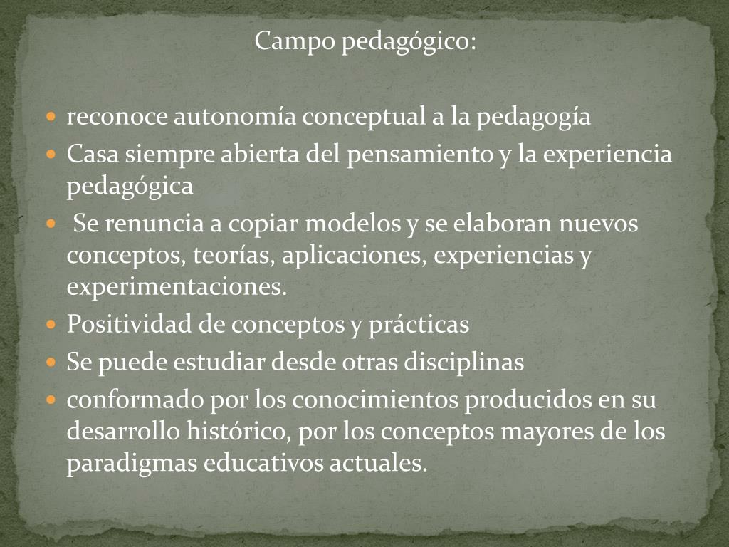 PPT - Conceptualización del campo pedagógico PowerPoint Presentation