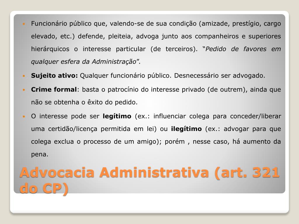 Advocacia Administrativa (art. 321, CP), EAD