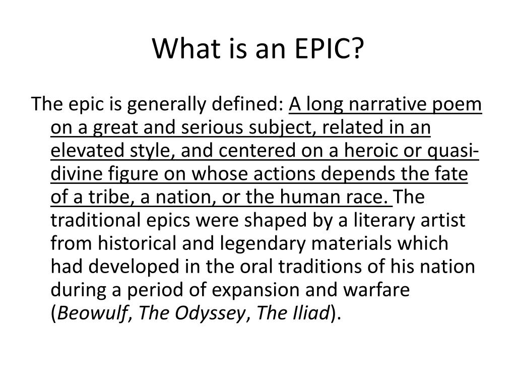Definition Of Epic Poems - slide share