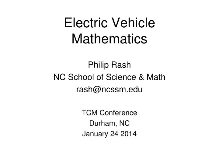 PPT Electric Vehicle Mathematics PowerPoint Presentation, free