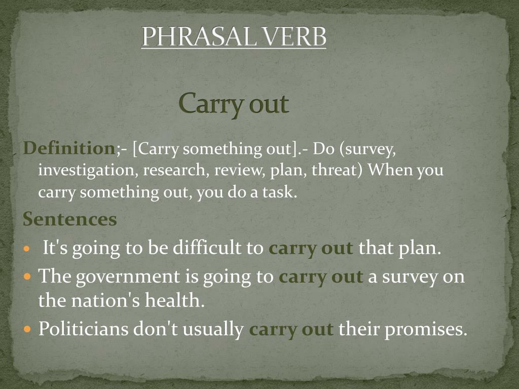PPT PHRASAL VERB Carry Out PowerPoint Presentation Free Download 