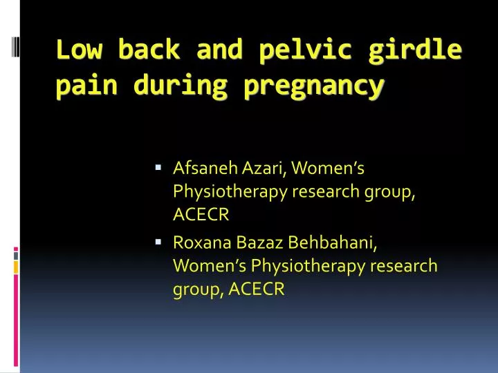 low back and pelvic girdle pain during pregnancy n.