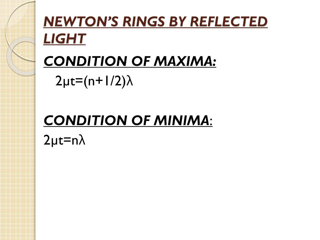 newton s rings by reflected light l