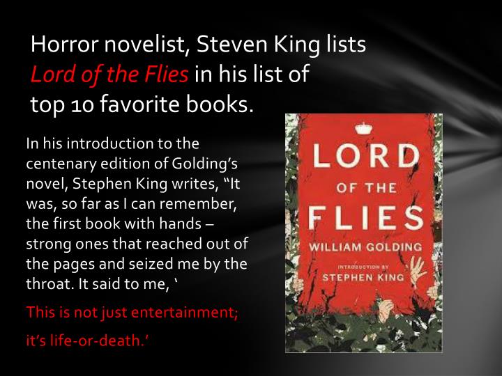 a response to the novel lord of the flies by william golding In lord of the flies , british schoolboys are stranded on a tropical island in an attempt to recreate the culture they left behind, they elect ralph to lead, with the intellectual piggy as counselor but jack wants to lead, too, and one-by-one, he lures the boys from civility and reason to the savage survivalism of primeval hunters in lord of the flies. a response to the novel lord of the flies by william golding In lord of the flies , british schoolboys are stranded on a tropical island in an attempt to recreate the culture they left behind, they elect ralph to lead, with the intellectual piggy as counselor but jack wants to lead, too, and one-by-one, he lures the boys from civility and reason to the savage survivalism of primeval hunters in lord of the flies.