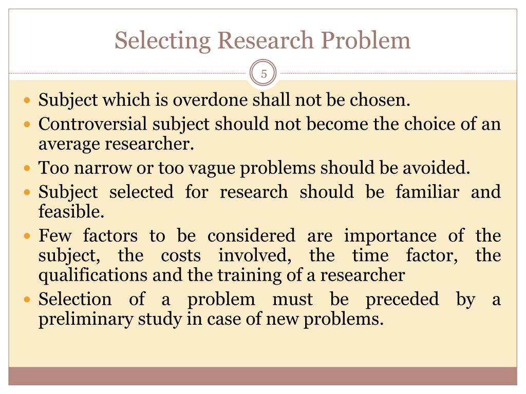 selecting and defining research problem